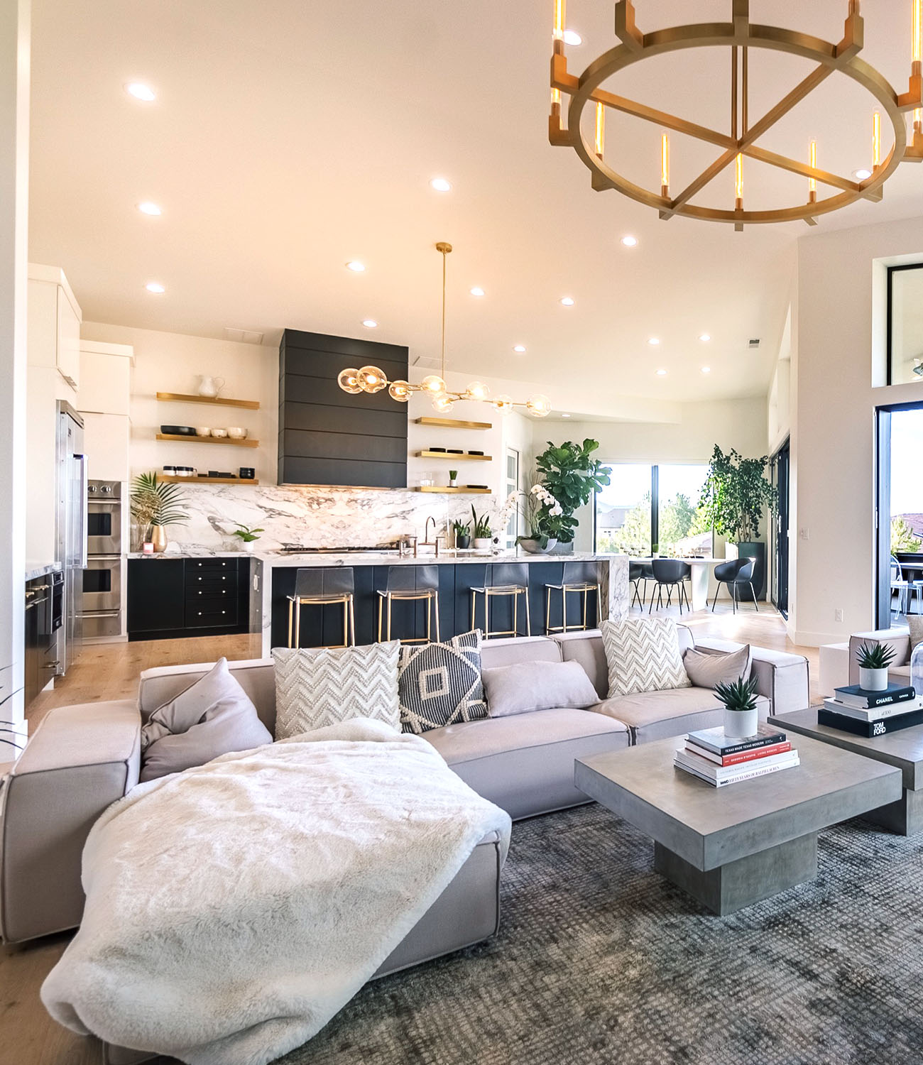 Contemporary kitchen and great room in Reno