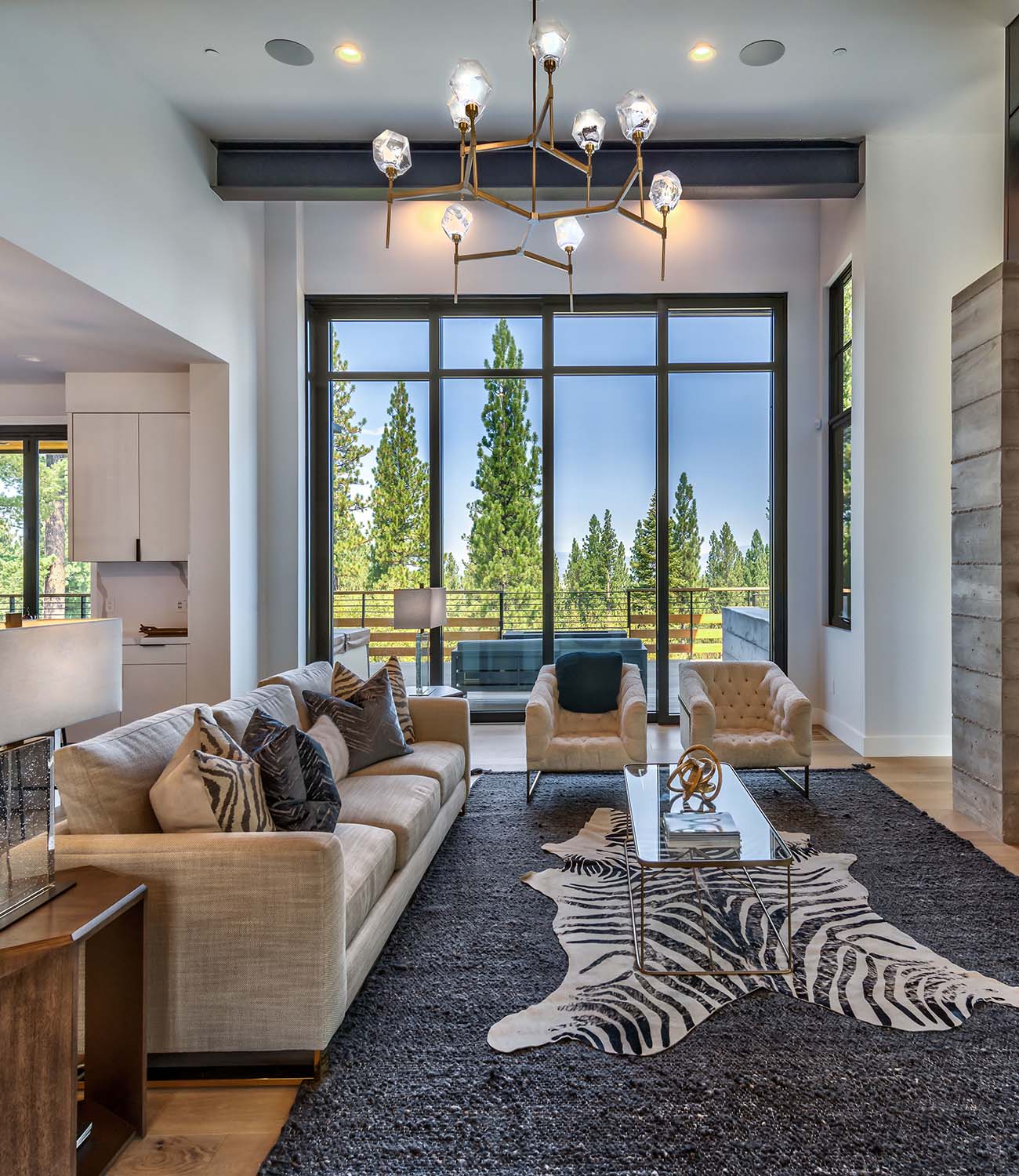 Mountain modern living room in Martis Camp