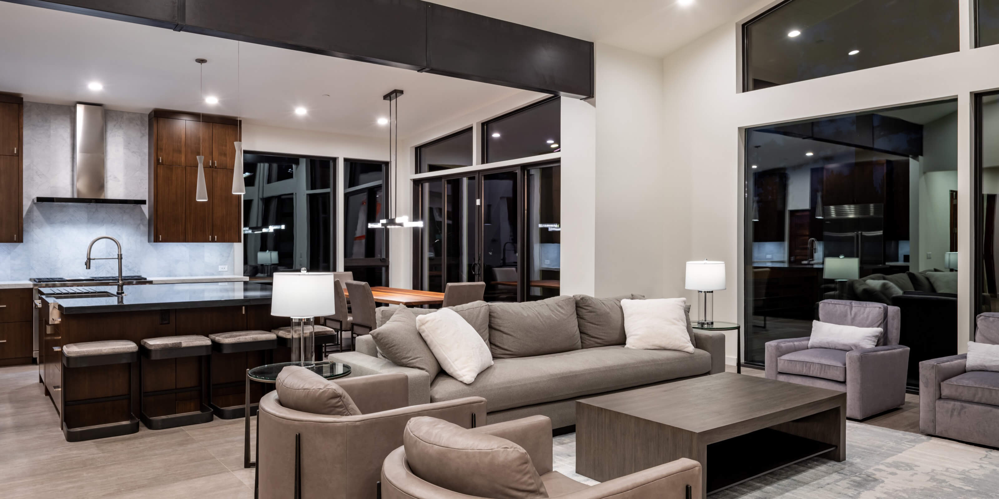 Mountain modern great room in Truckee, CA